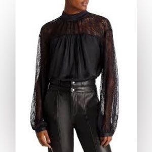 Ramy Brook - Sorinda Lace Sleeve Mock Neck Top
